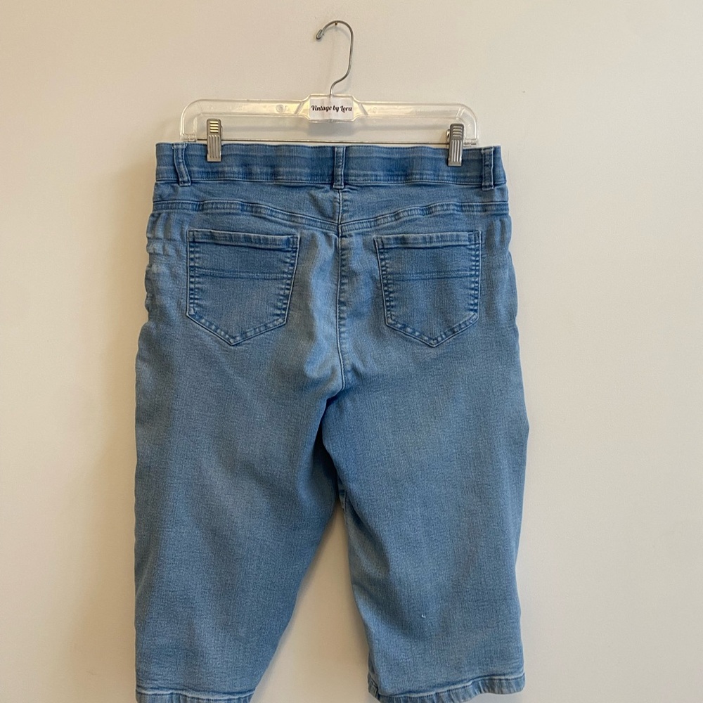 Light Blue Denim Capris with Lace-Up Detail 2/$20
